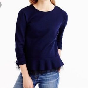 Navy shirt with black tulle on bottom